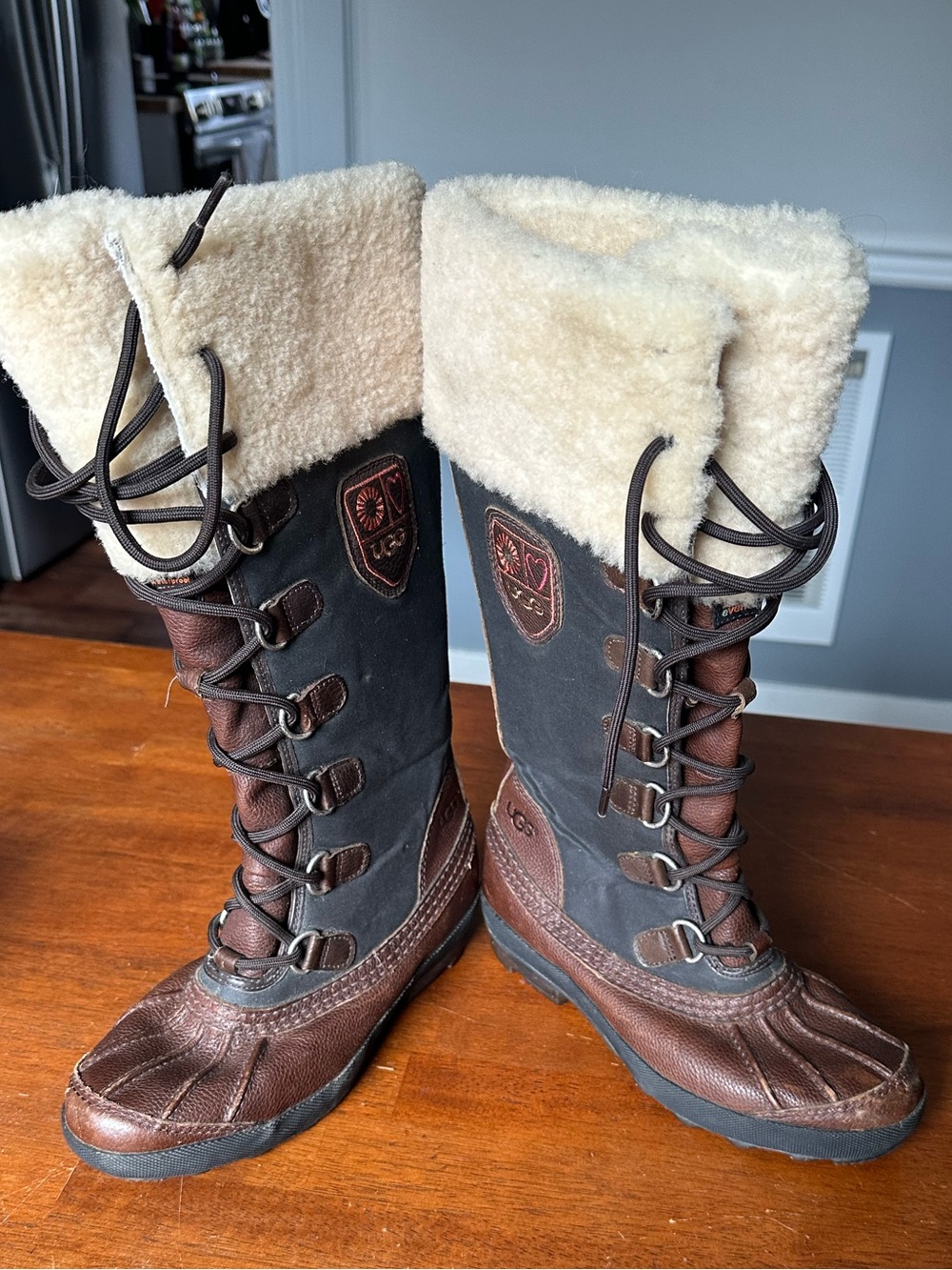 UGG Edmonton 3223 Waterproof Tall Lace-Up Winter Boots Shearling Women's 6